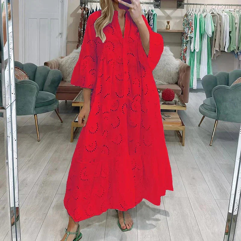 Isabel Elevated Women's Embroidered Dress with Cutouts Evening Wear Edit