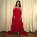 Strapless Extra - long Flare Sleeves Dress