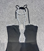 Black Diamond Strapless Maxi Bandage Dress