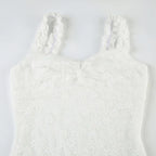 Boho Chic Women Floor Length Fishtail Dress White Lace Elegant Sexy Sleeveless Bodycon Maxi Dress Summer Clubwear