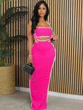 Slash Neck Hollow Design Two - Piece Dress