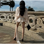 Elegant V - Neck Lace - Up Summer Style Mini Dress