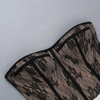 Patchwork Lace Black Backless Dress