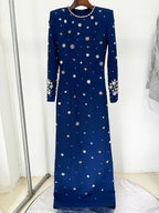 Long Sleeve Luxurious Beaded Maxi Dress