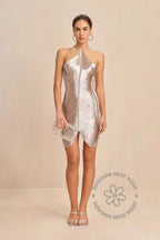 Fringe V Neck Cut Out Patchwork Mini Dress