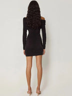 One Shoulder Pleated Mini Dress