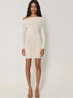 One Shoulder Pleated Mini Dress