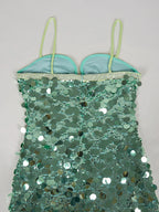 Spaghetti Strap Diamonds Patchwork Mini Dress