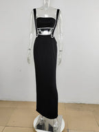 Slash Neck Hollow Design Two - Piece Dress