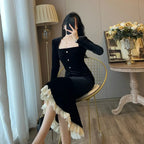 Elegant Susana Elegant Black Velvet Dress for Modern Fashion Wear