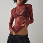 Sexy Mesh Long Sleeve Sheer Top