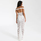 Lace Deep V Sleeveless Tight Split Long Dress