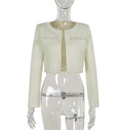Pearl Long Sleeve Coat And Mini Strapless Dress Sets