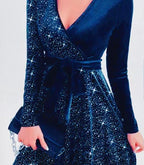 Ailen Exclusive Sequin Wrap Dress Chic Silhouette Collection