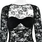 Perspective Lace Hollow Out Bodycon Maxi Dress