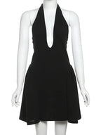 Above Knee Solid Halter Neck Mini Dress