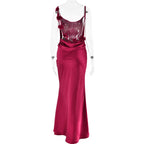 3D Flower Draped Open Back Maxi Dress