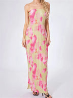 Strapless Tie-up Off Shoulder Floral Dress