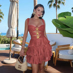 Star Cutout Bandage Halter Mini Dress