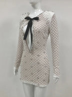 Pearl Sequin Mini Long Sleeve Party Dress