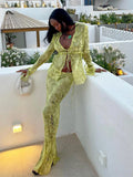 Y2K Mesh Green Bodycon Maxi Dress