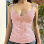 Black Lace VNeck Cami Crop Top