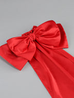 Black Tube Mini Dress With Large Red Bow Detachable Sleeves