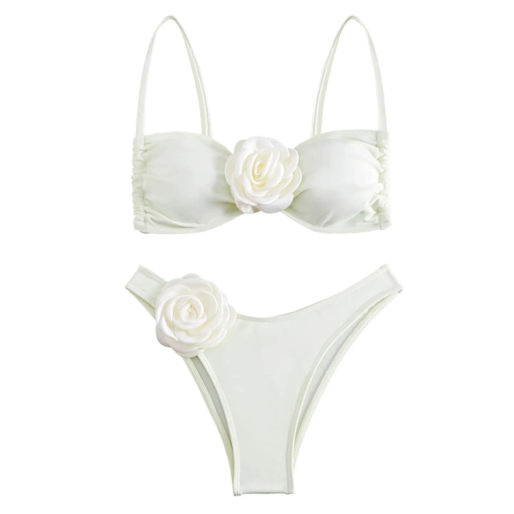 3D Floral Halter Bikini Set