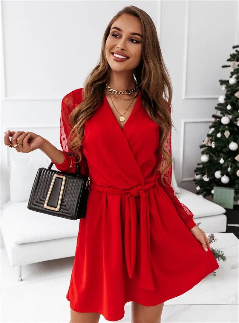 Julieta Statement Mesh Sleeve Dress for Women Occasion Edit