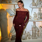Off The Shoulder Pleated Full Sleeve Dress