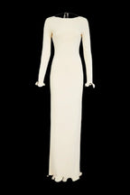 Knit Midi Dress with Ruffle Trim