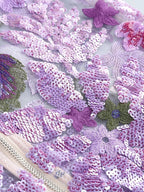 Floral - Embellished Sequin Lavender Ankle Length Dress
