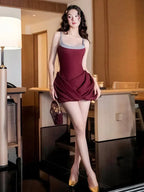 Patchwork Square Collar Ruffles Mini Dress