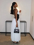 Halter Patchwork Corset Sleeveless Long Dress