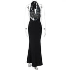Halter Black Lace Off - shoulder Long Dress