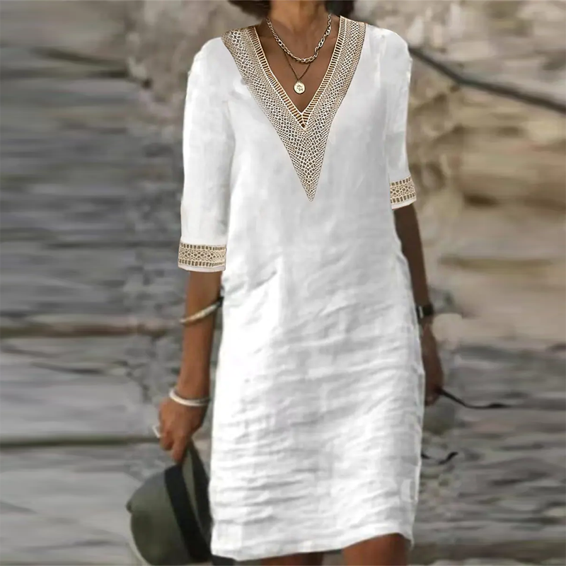 Rosa Timeless Linen Summer Dress Premium Wardrobe Essential