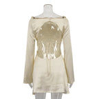Elegant Backless Lace - Up Satin Party Mini Dress