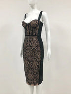 Lace Patchwork Black Midi Dress