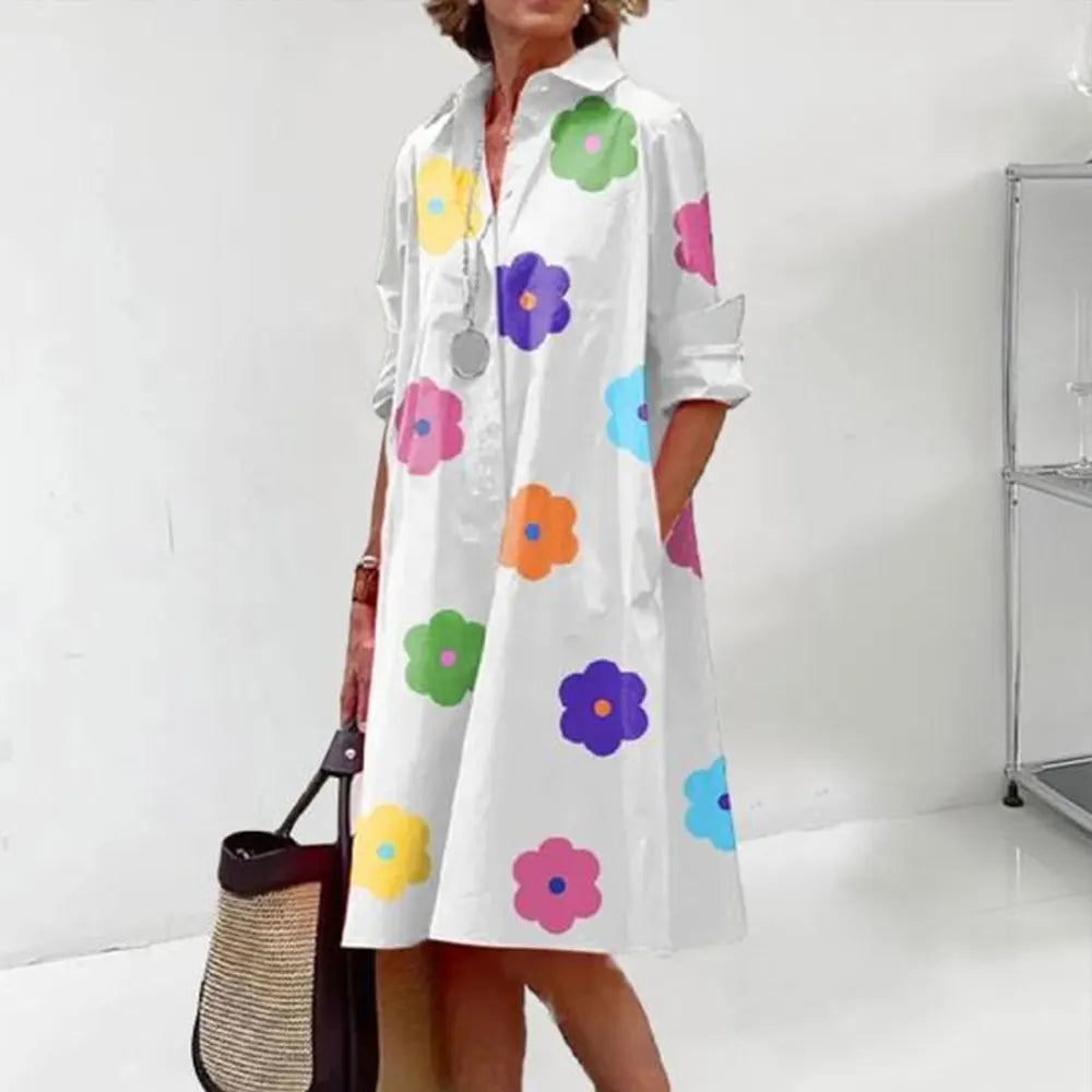 Alba Boutique Women's Midi Shirt Dress with Button Placket Collection