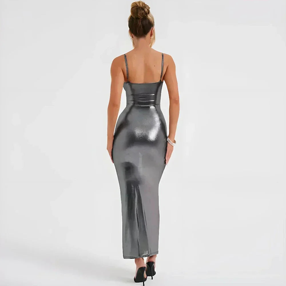 Love's Lexicon Metallic Maxi Dress