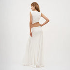 Deep V Cut Out Slit Asymmetrical Long Dress
