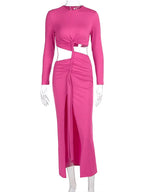 Long - Sleeved Irregular Bodycon Dress