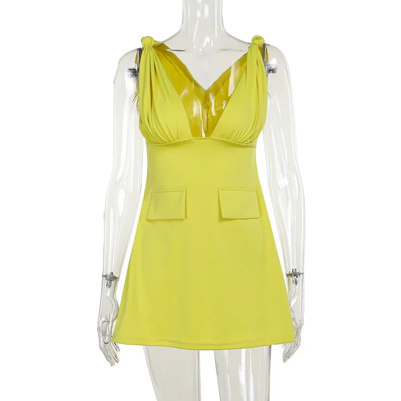 V - Neck Bodycon Mini Dress