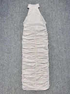 Halter Neck Backless Crystal Folds Long Dress