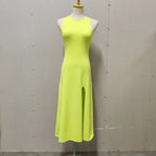 Knit Slit Solid High Waisted Vacation Dresses