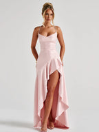 Satin Split Spaghetti Maxi Dress