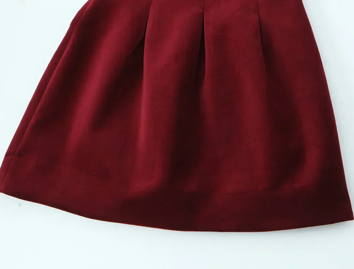 Red Velvet Spaghettis Strap Mini Dress