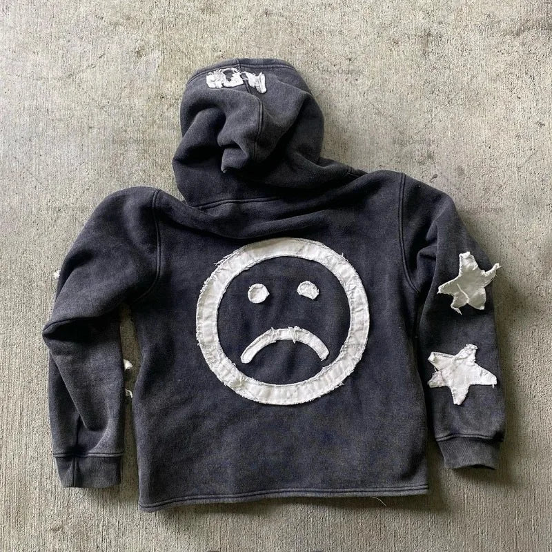 Patchwork Letter Pullover Hoodie