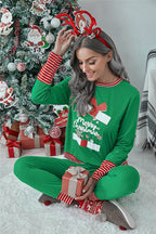 DressBetty - Merry Christmas Pajamas Set Casual Matching Set Full Sleeve Tops+Pants 2 Pieces