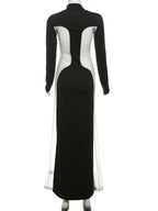 Solid Patchwork Black Milk Silk Dress